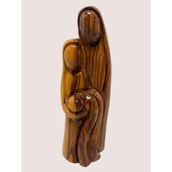 Holy Land Olive Wood Mary Joseph Baby Jesus Handcarved 6” tall - Picture 1 of 6